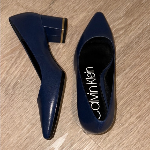 Calvin Klein Blue and Gold Heels with Sleek Design - Picture 2 of 5